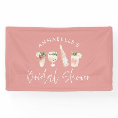 Pink girly modern cocktail script bridal shower banner