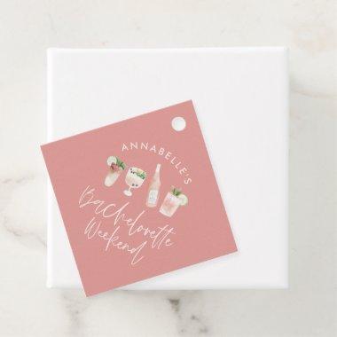 Pink girly modern cocktail script bridal shower favor tags