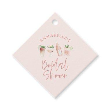 Pink girly modern cocktail script bridal shower favor tags
