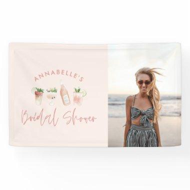 Pink girly modern drink bachelorette party photo banner