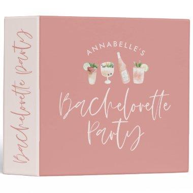 Pink girly modern drinks  3 ring binder