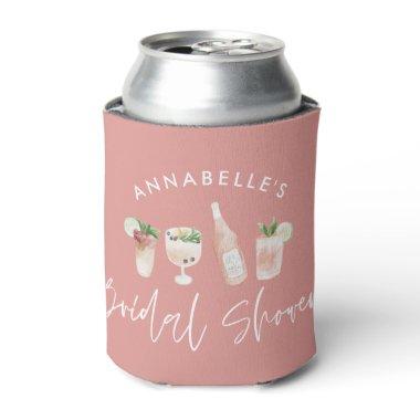 Pink girly modern drinks bridal shower can cooler