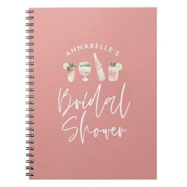 Pink girly modern drinks bridal shower notebook