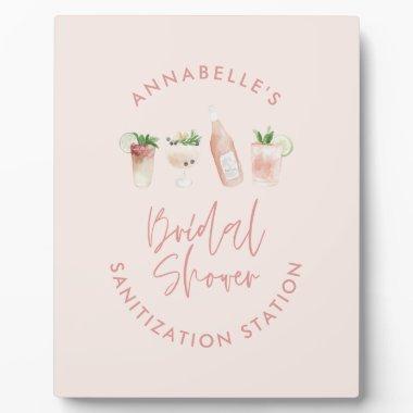 Pink girly modern script bridal shower sanitizer plaque