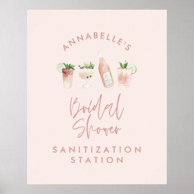 Pink girly modern script bridal shower sanitizer poster