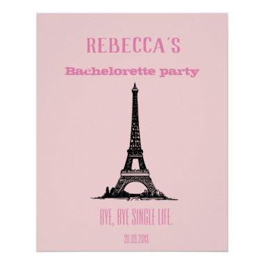 Pink Girly Paris Theme Bachelorette Party Backdrop Poster