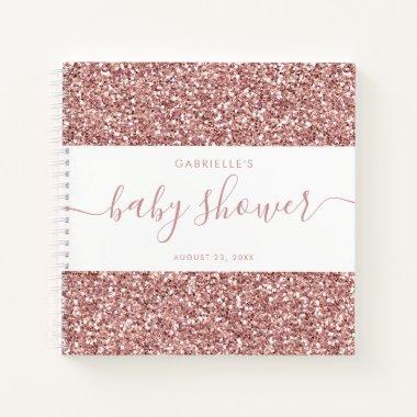 Pink Glitter Baby Shower Guestbook Memory Notebook