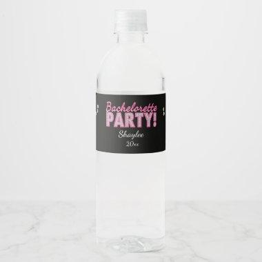Pink Glitter, Bachelorette Party Water Bottle Label