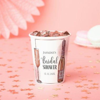 Pink Glitter Bridal Shower Petals and Prosecco Gla Paper Cups