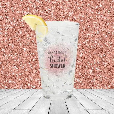 Pink Glitter Bridal Shower Petals and Prosecco Glass