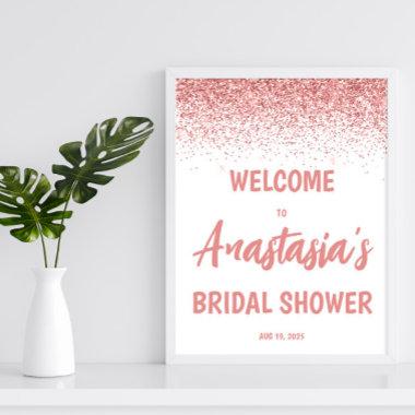 Pink Glitter Bridal Shower welcome Poster