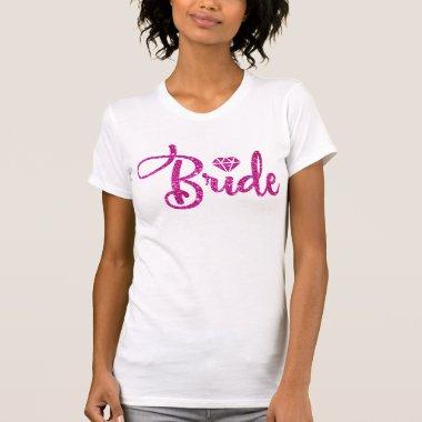Pink glitter bride Bridal shower party wedding T-Shirt