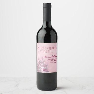 Pink Glitter Castle Fairy Tale Theme Wine Label