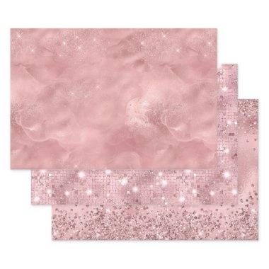 Pink Glitter Glam Bling Trendy Stylish For her Wrapping Paper Sheets