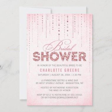 Pink Glitter Look Bridal Shower Invitations