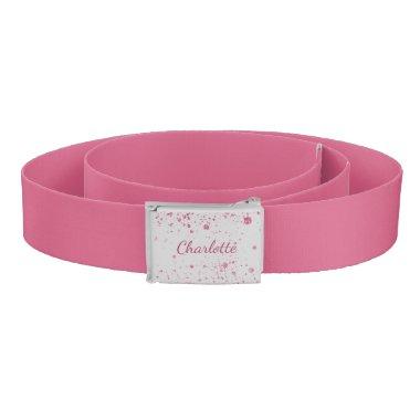 Pink glitter monogram name girl belt