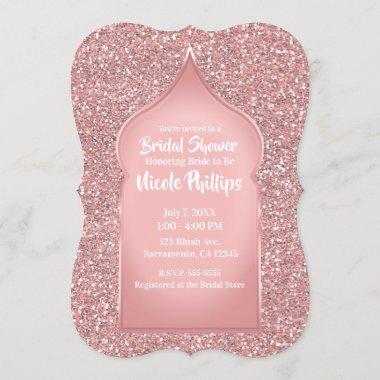 Pink Glitter Rose Gold Glam Bridal Shower Invitations