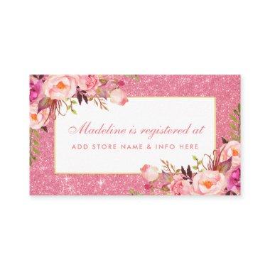 Pink Glitter Shower Registry Insert Card