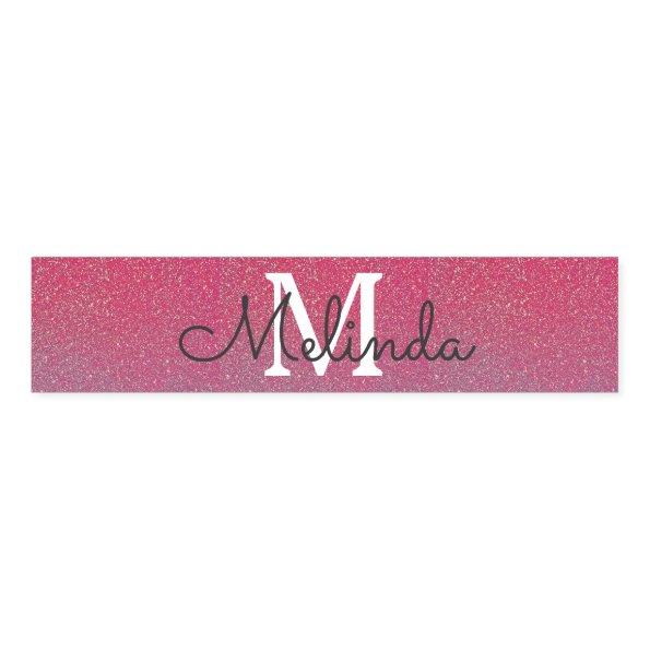 Pink Glittery Abstract Ombre Girly Monograms Cute Napkin Bands