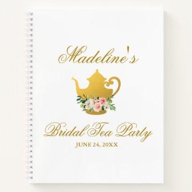 Pink Gold Bridal Shower Tea Party Gift List Notebook