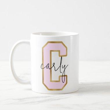 Pink Gold College Varsity Letter Monogram C Coffee Mug