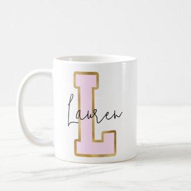 Pink Gold College Varsity Letter Monogram L Coffee Mug