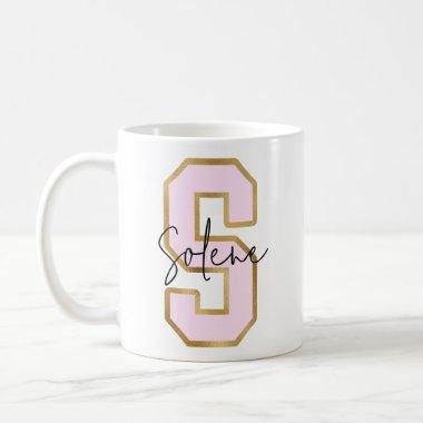 Pink Gold College Varsity Letter Monogram S Coffee Mug