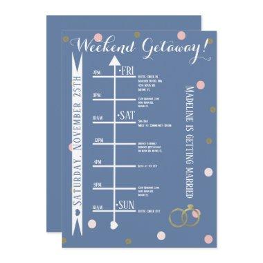 Pink Gold Confetti Bachelorette Weekend Getaway Invitations