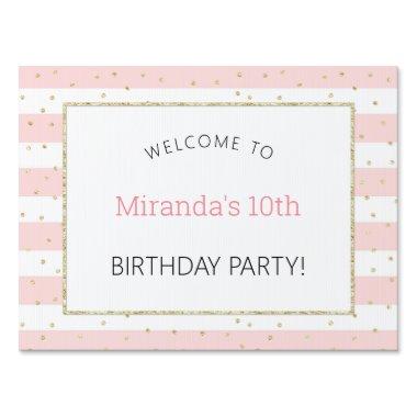 Pink Gold Confetti birthday party welcome Sign
