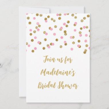 Pink Gold Confetti Bridal Shower Invitations