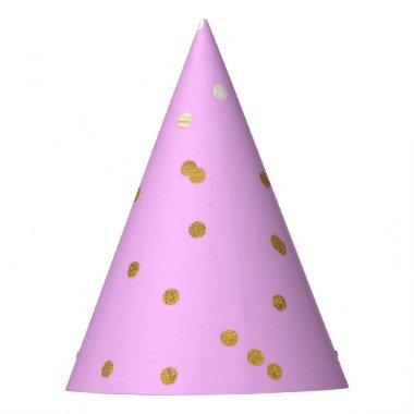 Pink & Gold Confetti Dots Modern Glamour Glam Party Hat