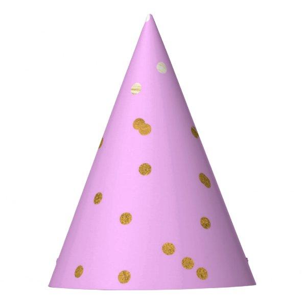 Pink & Gold Confetti Dots Modern Glamour Glam Party Hat