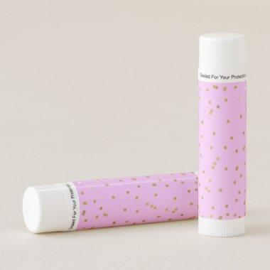 Pink Gold Confetti Dots Modern Glamour Party Favor Lip Balm