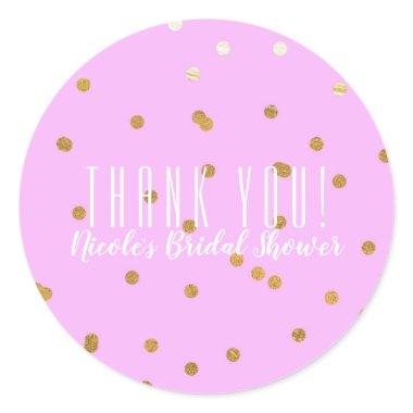 Pink & Gold Confetti Dots Modern Party Favor Classic Round Sticker