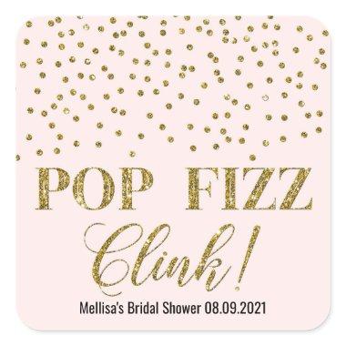 Pink Gold Confetti Pop Fizz Clink  Square Sticker