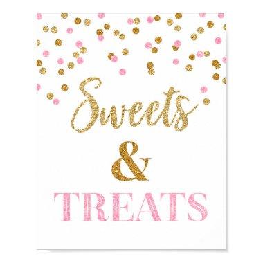 Pink Gold Confetti Sweets and Treats Dessert Table Poster