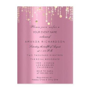 Pink Gold Drips Confetti Bridal Birthday