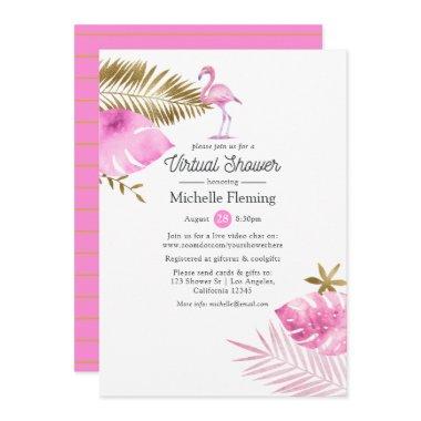 Pink & Gold Flamingo Virtual Baby or Bridal Shower Invitations