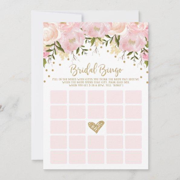 Pink Gold Floral Bridal Shower Bingo Game
