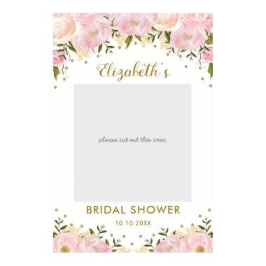 Pink Gold Floral Bridal Shower Photo Booth Prop Poster