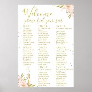 Pink Gold Floral Bridal shower seating Poster