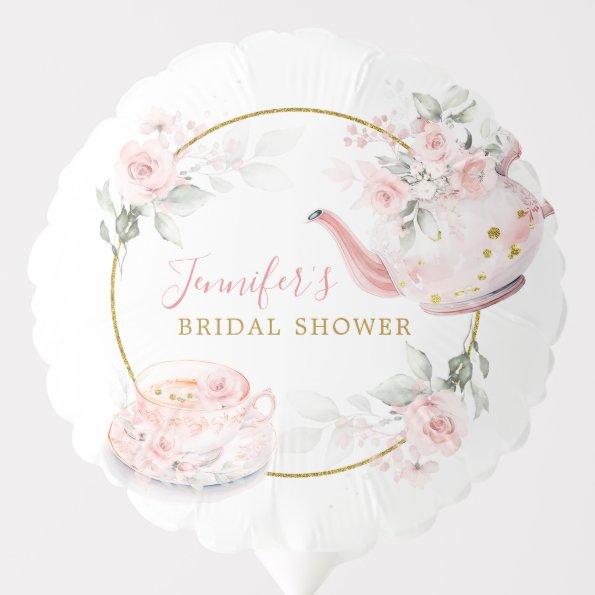 Pink Gold Floral  Tea Party Balloon