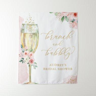Pink Gold Floral/Champagne Glass Brunch Backdrop
