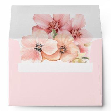 Pink Gold Floral Petals and Prosecco  Envelope
