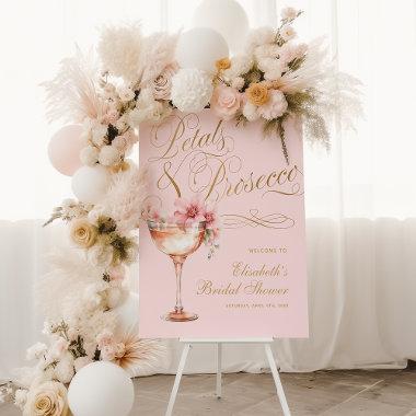 Pink Gold Floral Petals and Prosecco Bridal Shower Foam Board