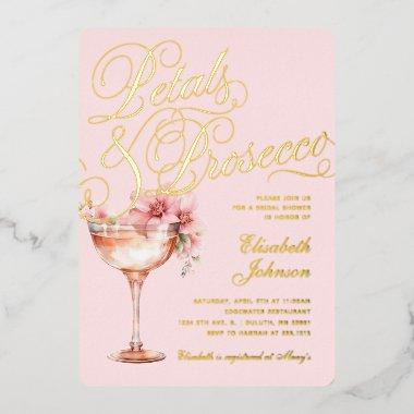 Pink Gold Floral Petals & Prosecco  Foil