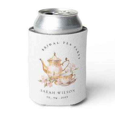 Pink Gold Floral Tea Set  Tea Party Can Cooler