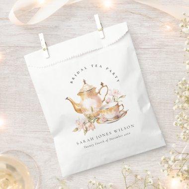 Pink Gold Floral Tea Set  Tea Party Favor Bag