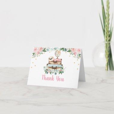 Pink Gold Floral Travel Bridal Shower Thank You Invitations
