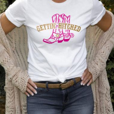 Pink Gold Gettin' Hitched Bride T-shirt